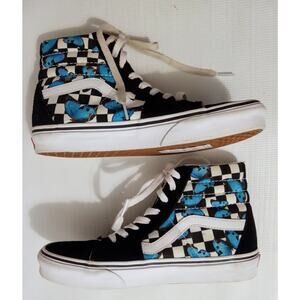 Vans Sk8 Hi Butterfly Checkerboard Black Suede High Tops SIZE Mens 5.5 Womens 7